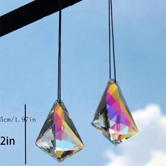 ONE large cut prism crystal rainbow maker sun catchers window balcony windshield - Picture 3 of 3